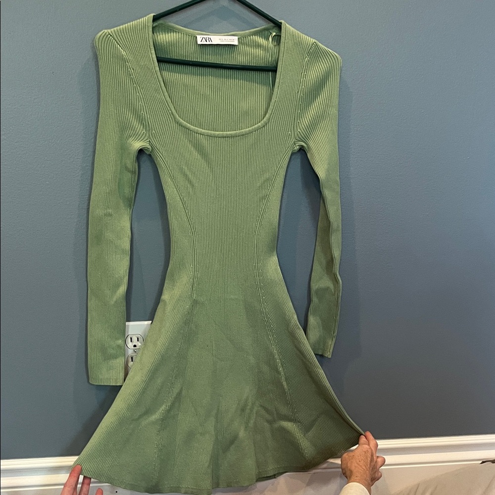 Zara Olive Long Sleeve Dress